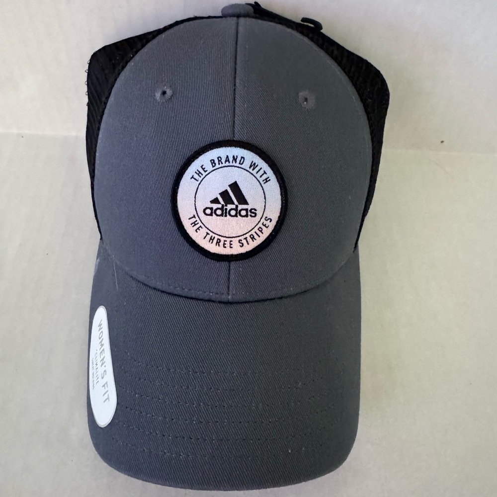 Adidas Three Stripes Grey Hat, Mesh Back, Women's Fit
